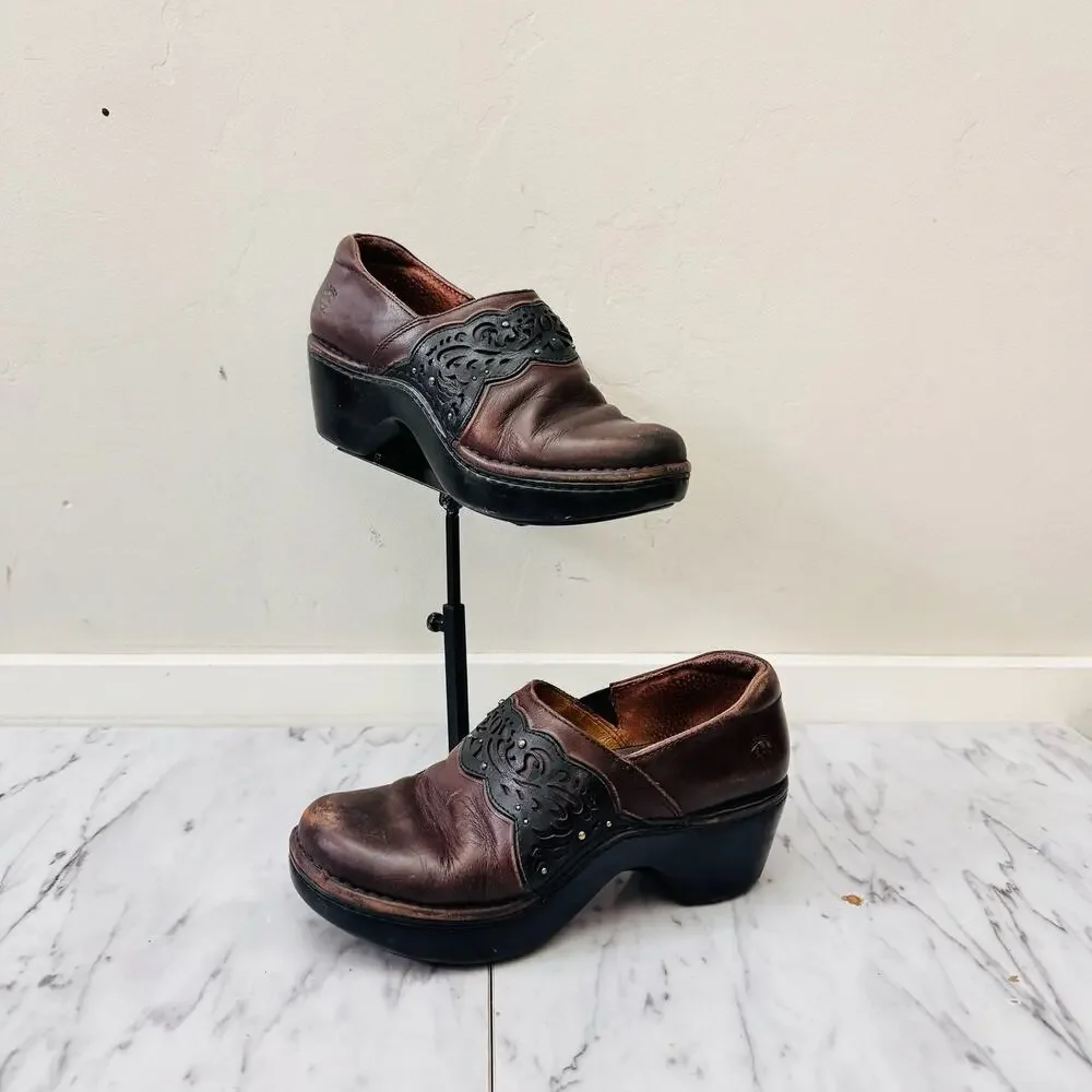 Ariat Tambour Brown Leather Slip on Clogs womens size 6